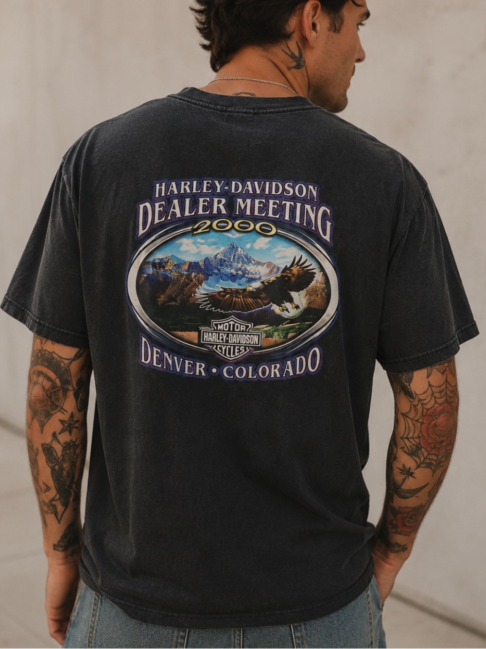 Vintage Harley-Davidson Shirt Mens XL Black Dealer Meeting 2000 Denver Colorado